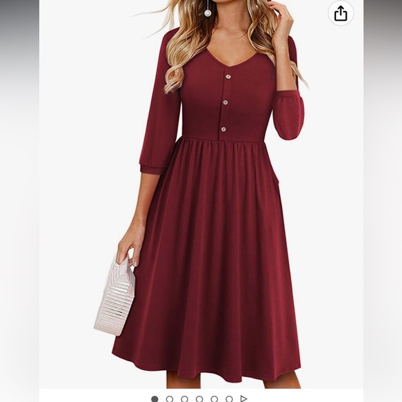 NWT Boutique Yathon V Neck Button Down A Line Casual Dress Pockets - Picture 2 of 13